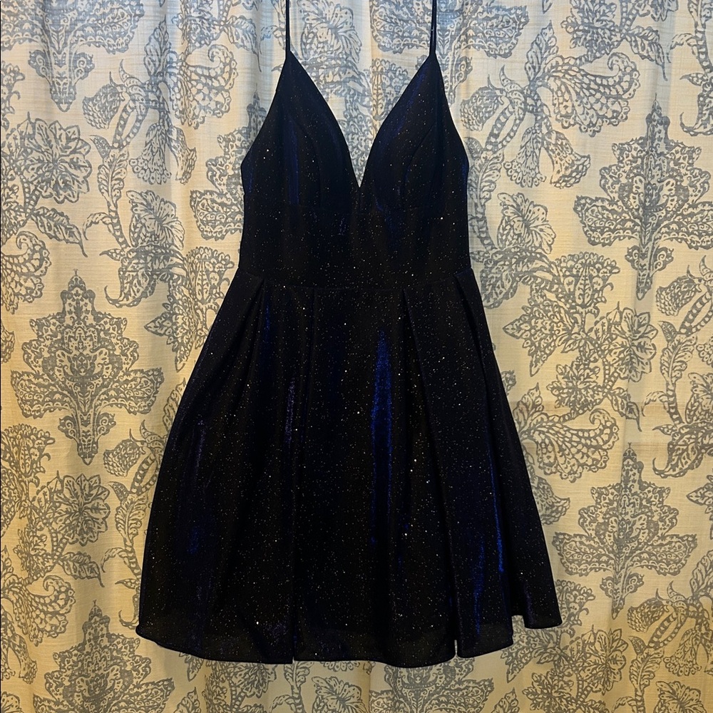 Betsy & Adam Black Glitter Mini Dress